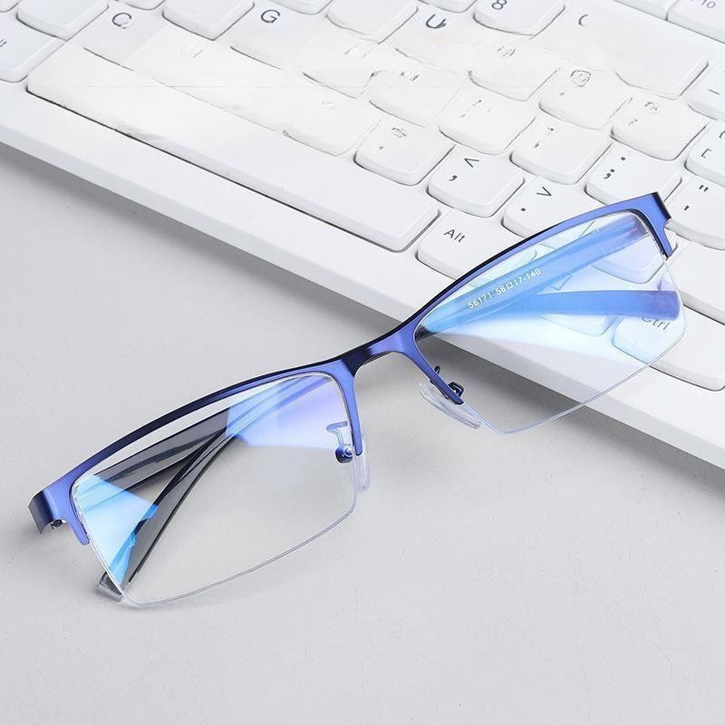 3 Color Transparent Anti Blu-ray Glasses Alloy HD Half-frame Business Myopia Glasses Decorative Plastic Men Reading Eyewear