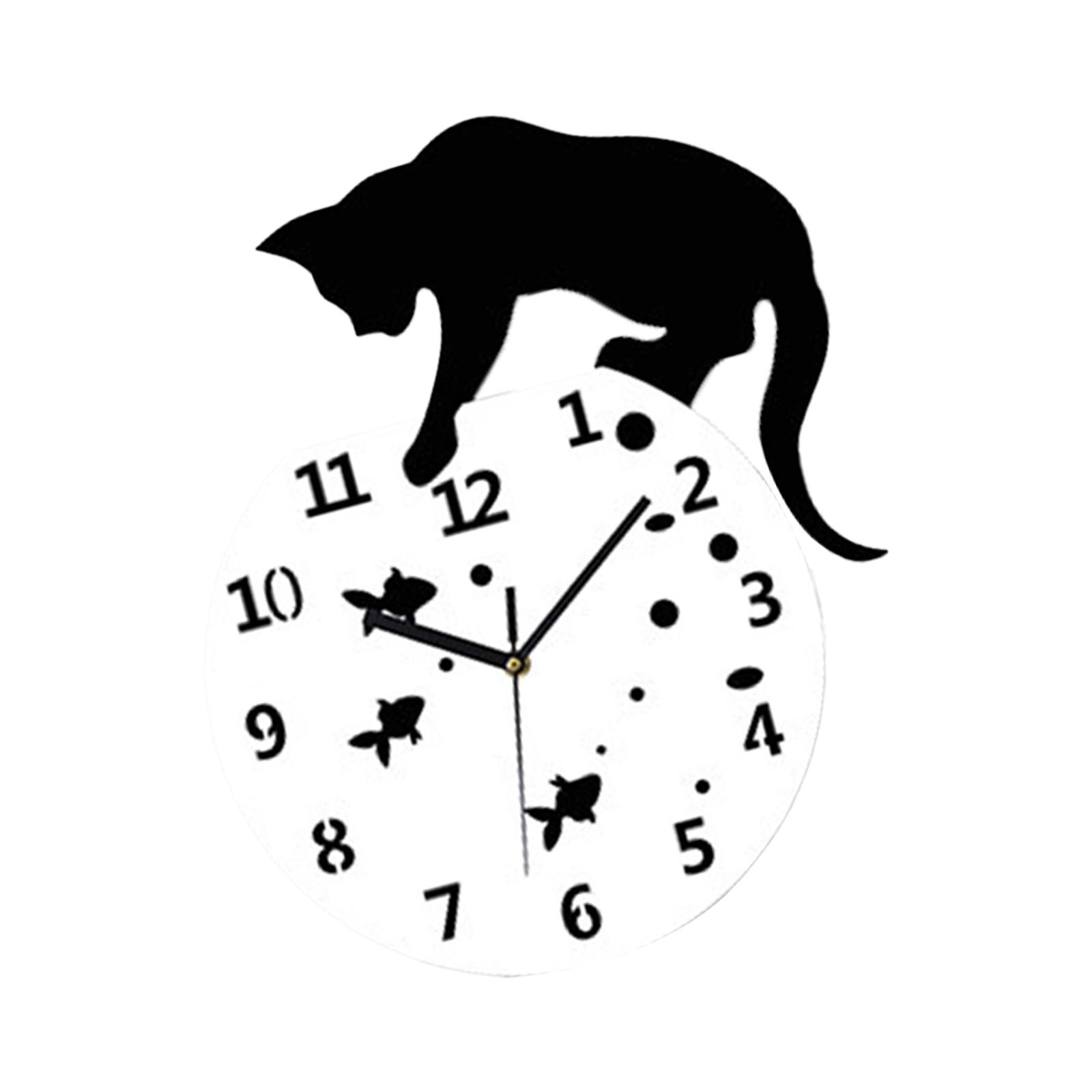Бесшумные настенные часы Кот Настенные часы с тихим механизмом Гостиная Бесшумные аналоговые часы для фермерского дома Дома Столовая Школа