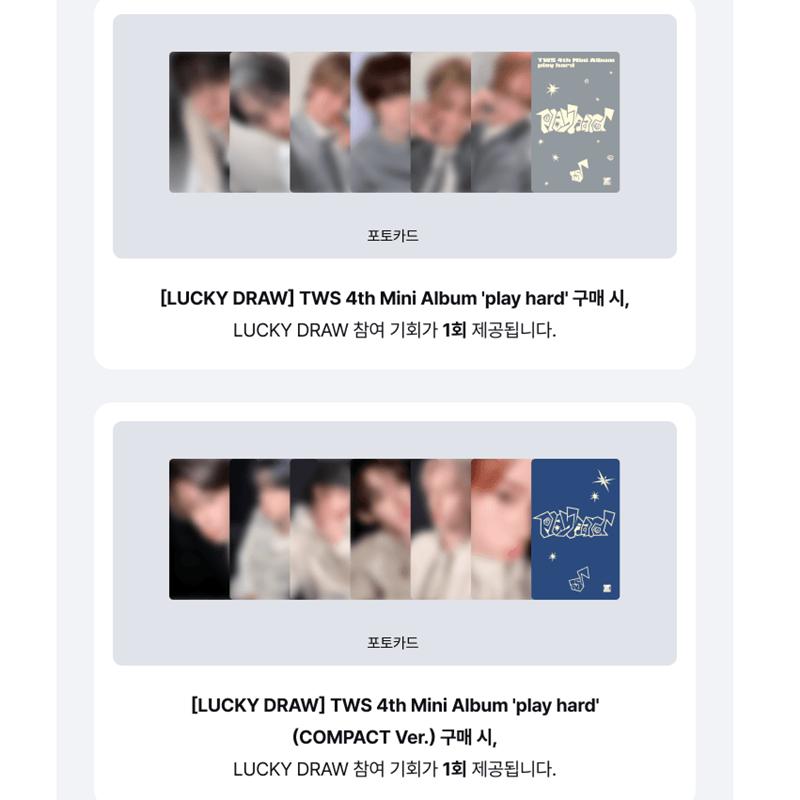 [Pre-order] (LUCKY DRAW) TWS - 4th Mini Album [play hard]  (COMPACT Ver.)