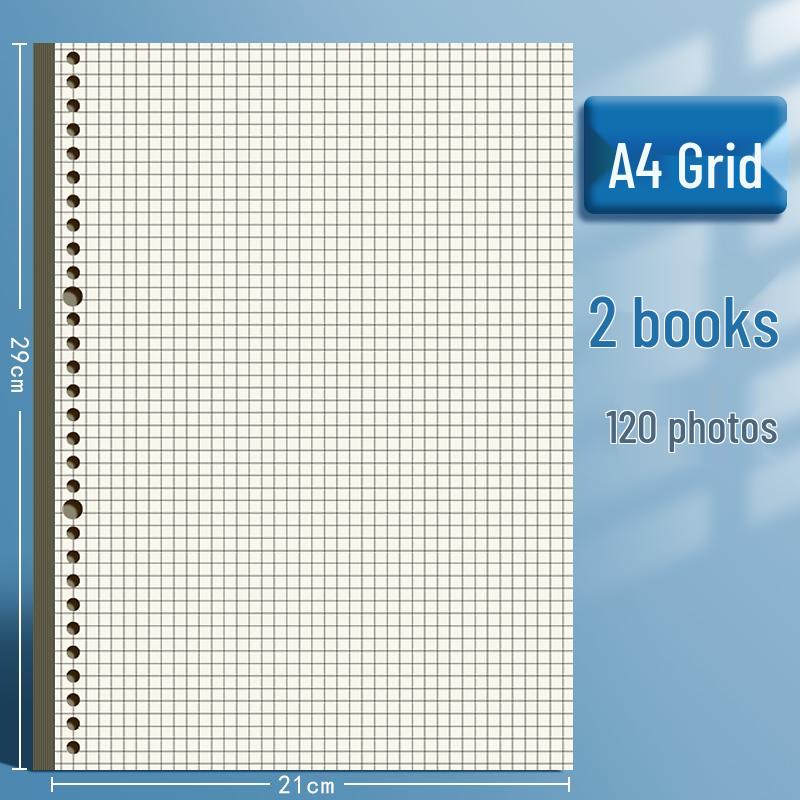 B5 26-Hole Loose-Leaf Notebook Refill, Detachable A4 Horizontal Line Grid Paper