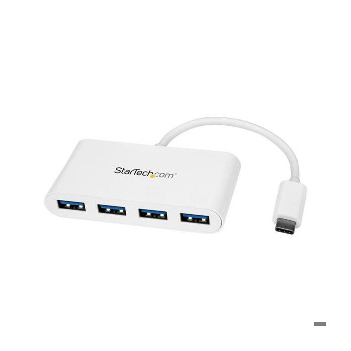 Hub USB-C Startech - 4 Ports USB 3.0 - USB-C Vers 4x USB-A - Alimenté Par Bus - Blanc