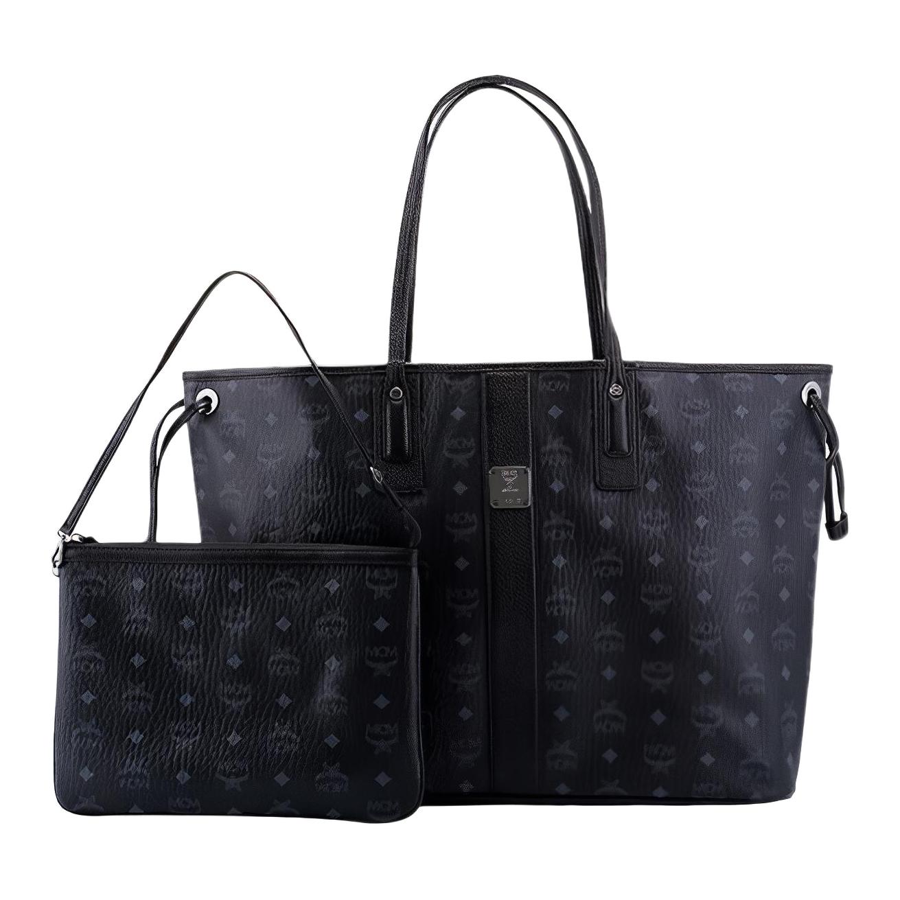 

New MCM Canvas Combo Bag, Tote Bag, Shopping Bag, Shoulder Bag, Handbag Women s Black MWPAAVI01BK001 45.0*20.1*33.0CM