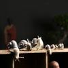 Snail Miniature Figurine Model Coarse Pottery Ceramics Snail Statue Ornament for Fairys Garden Landscape Decoration