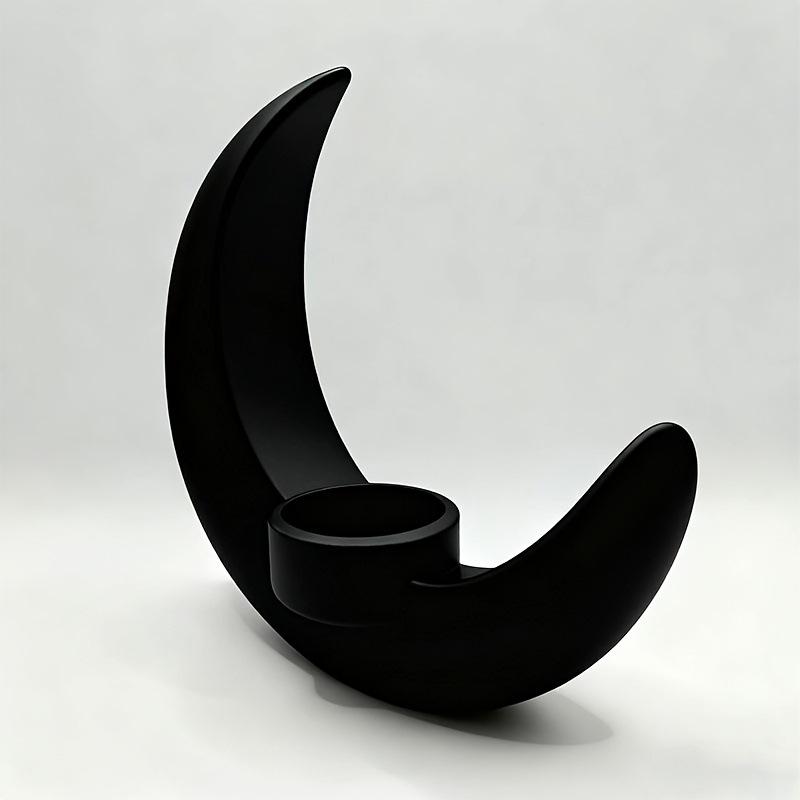 3D Crescent Moon Vase: Decorative Jar for Living Room, Entryway, Bedroom, or Desktop.