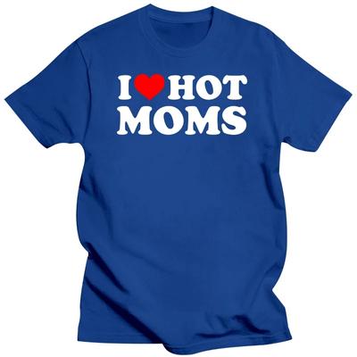 Ich liebe heiße Mütter T-Shirt Lustig Rotes Herz Liebe Mütter Kurzarm Bedruckte Streetwear Hip Hop Lockerer Stil T-Shirts Herrenbekleidung
