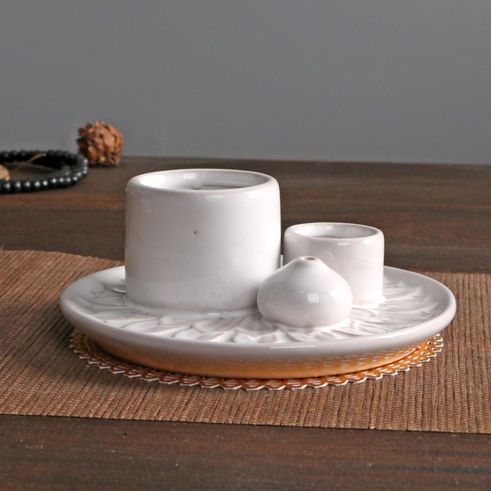 Simple Design Candle Holder Multifunctional Ceramic Incense Tray Incense Stick Holder Room Decor