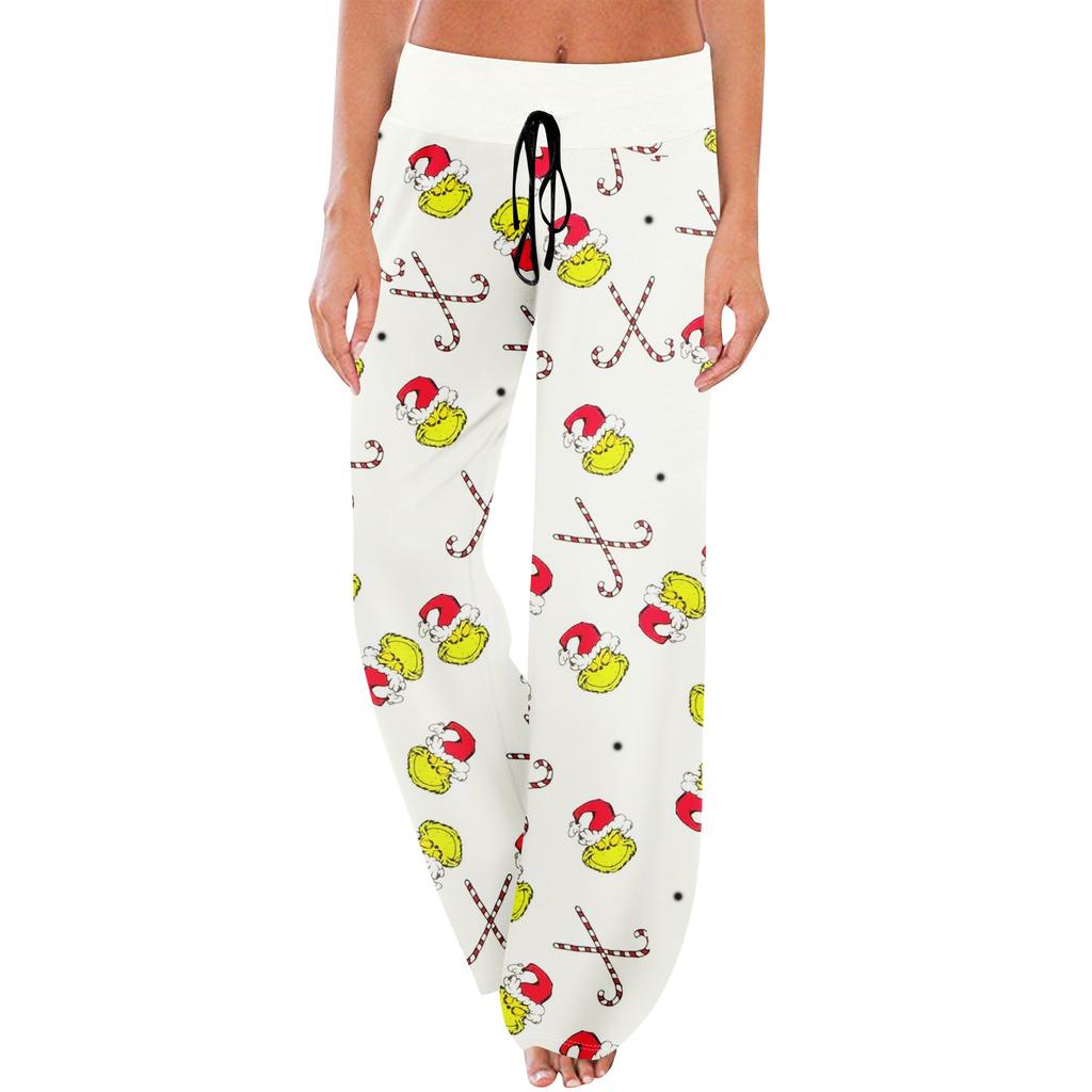 Anime-Pyjamahose, Nachtwäsche, lässige Hose mit Kordelzug und elastischer Taille, bequeme, gerade, lockere Yoga-Hose