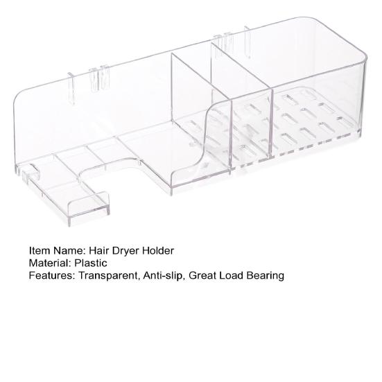 Nástěnný fén s přísavkou bez vrtání, transparentní fén, nástěnný úložný caddy, držák na vlasy, organizér, držák do koupelny na hřeben, nůžky