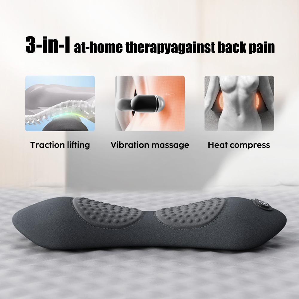 

3 in 1 Electric Lumbar Support Pillow with Adjustable Height Lying Flat Waist Relief Waist Support Waist Pillow Heating Vibratin темно-серого