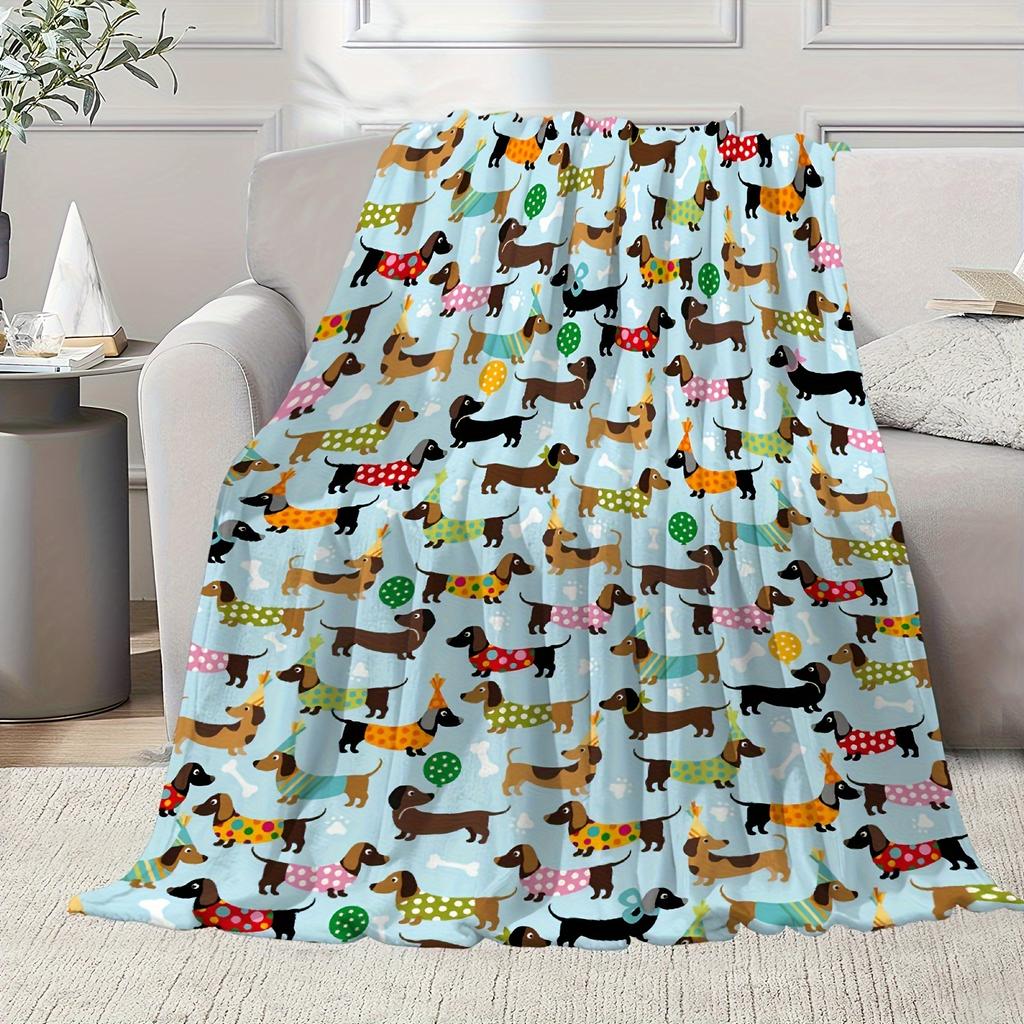 Dackel Welpen Flanelldecke - Rustikale Bandanas & Polka Dots | Weich Warm Ganzjährig, Büro Camping Zuhause, Geschenk für Hundeliebhaber