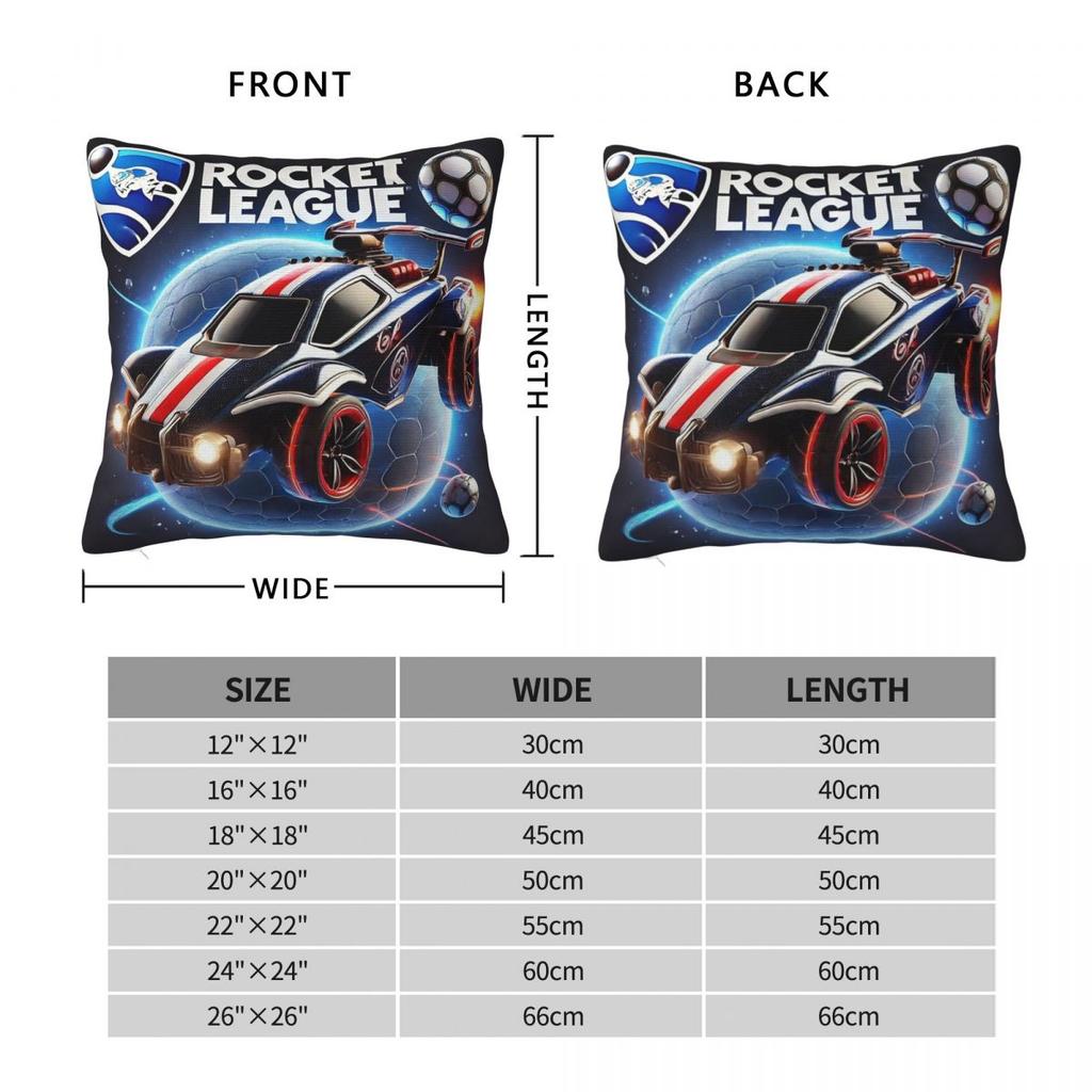 Rocket League Football Car Game Square Pillowcase Polyester Linen Velvet Pattern Zip Decorative Sofa Seater Cushion Case