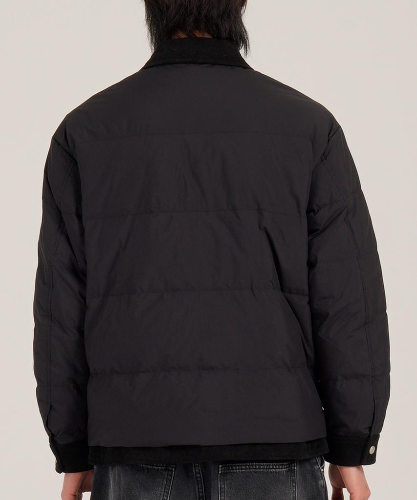 Button Seoul [Duck Down 80/20] Semi-Crop Corduroy Collar Padded Classic Jacket (Black)