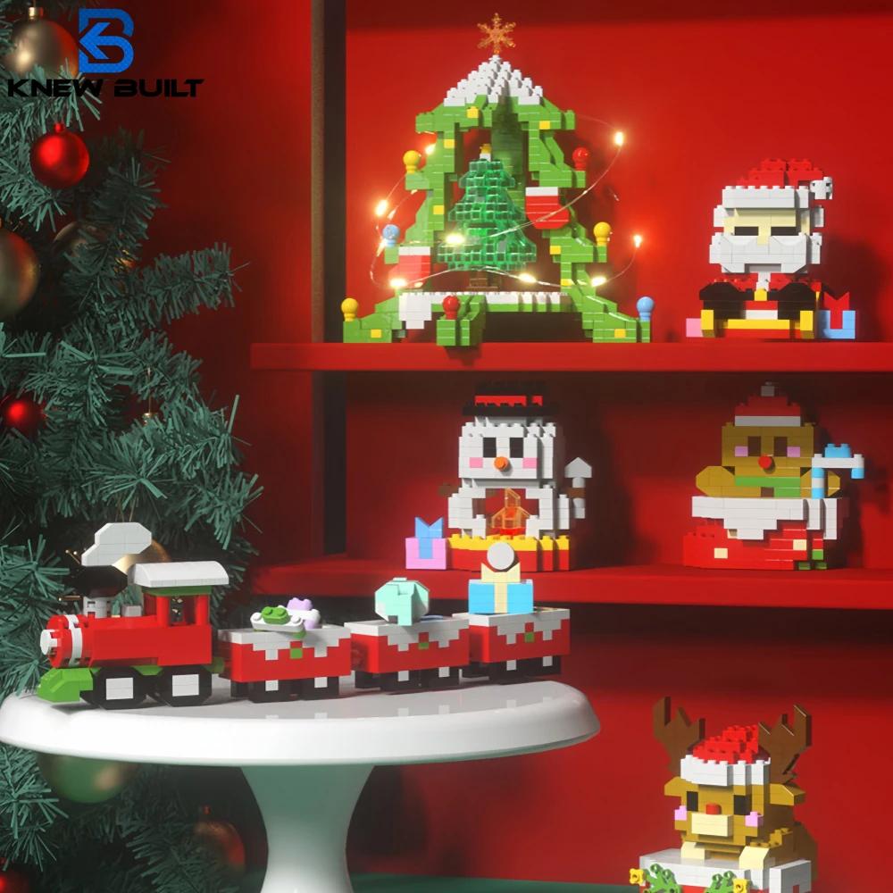 Knew Built Christmas Micro Mini Building Blocks Toys - Santa Claus, Christmas Tree, Reindeer, Snowman Elements - Perfect Gifts