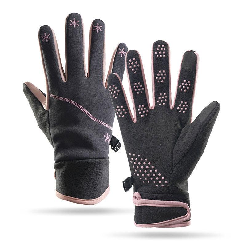 Warme Handschuhe Autofahren lange Finger wasserdicht, rutschfest und kältefest Sport Touchscreen Outdoor Radfahren Damen Herbst- und Winterhandschuhe