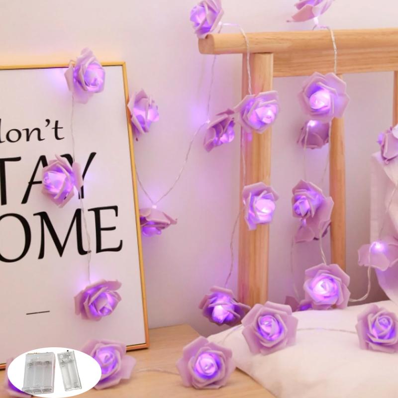1.5m 10leds Rose Flower String Lights Battery-powered Light for Bedroom Living Room Table Valentine's Day Romantic Atmosphere
