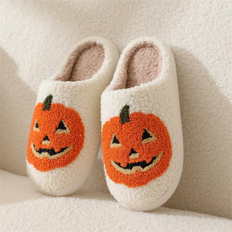 New Winter Halloween Cotton Slippers Household Indoor Warm Bat Rose Skull Slippers