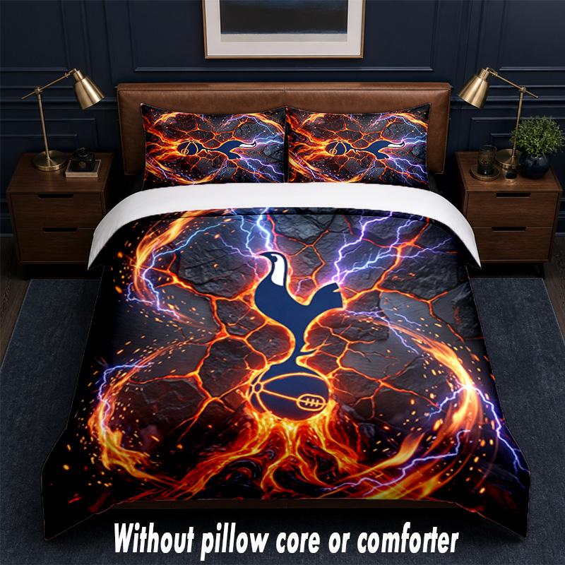 Tottenham Hotspur Design Bett Bettwäsche Set 1 Bettbezug + 2 Kissenbezüge Weich Atmungsaktiv Haushalt Bettwäsche