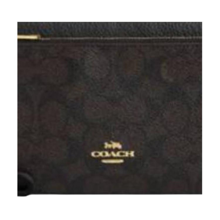 Coach Double Zip Wallet 21 Logo Design Zipper Closure Coated Canvas And Leather Wallet Women Wallet Black CX161-IMXAQ