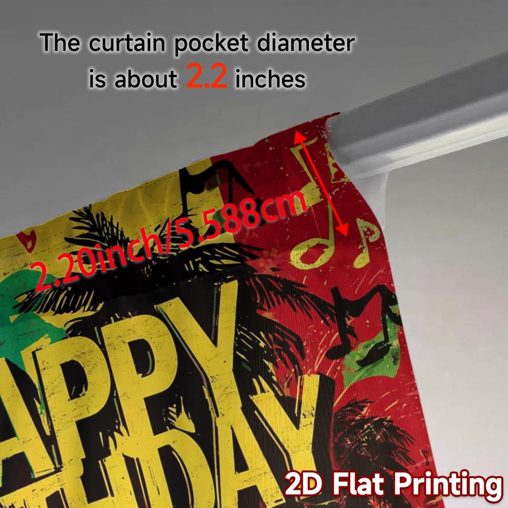2pcs   2D FLAT PRINTING Curtains (Without Rod) Tropical Birthday(1) Modern Curtain Fabric Yarn Curtains Decorations Outdoor