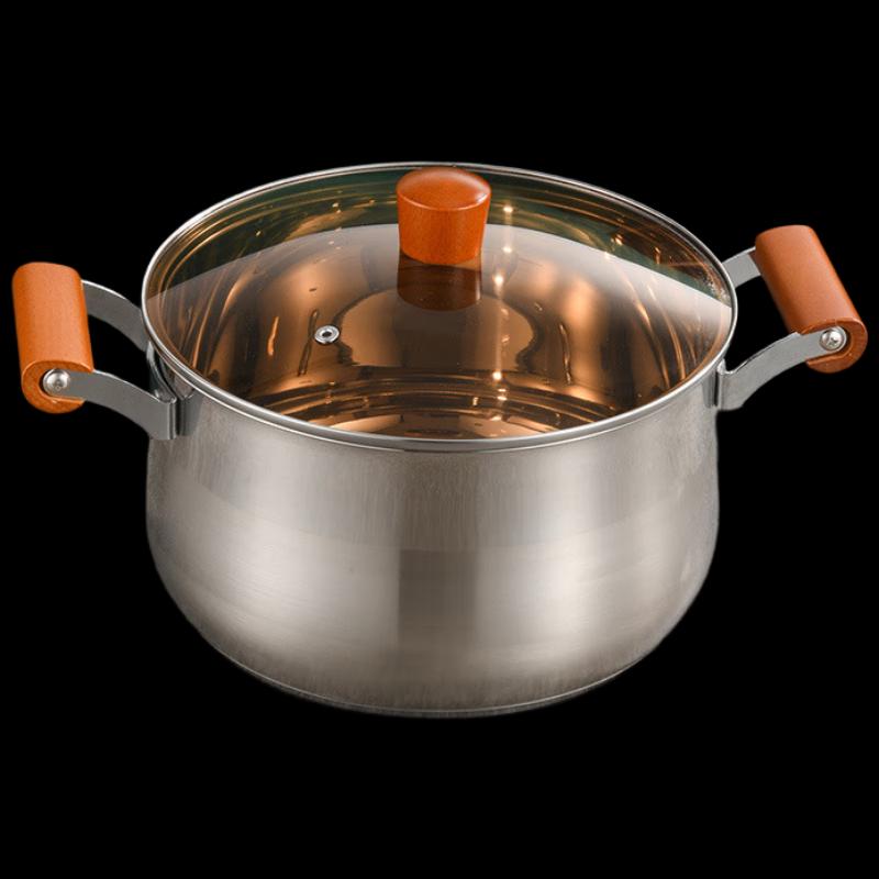 Lilang 304 Stainless Steel Soup Pot with Beech Wood Handle