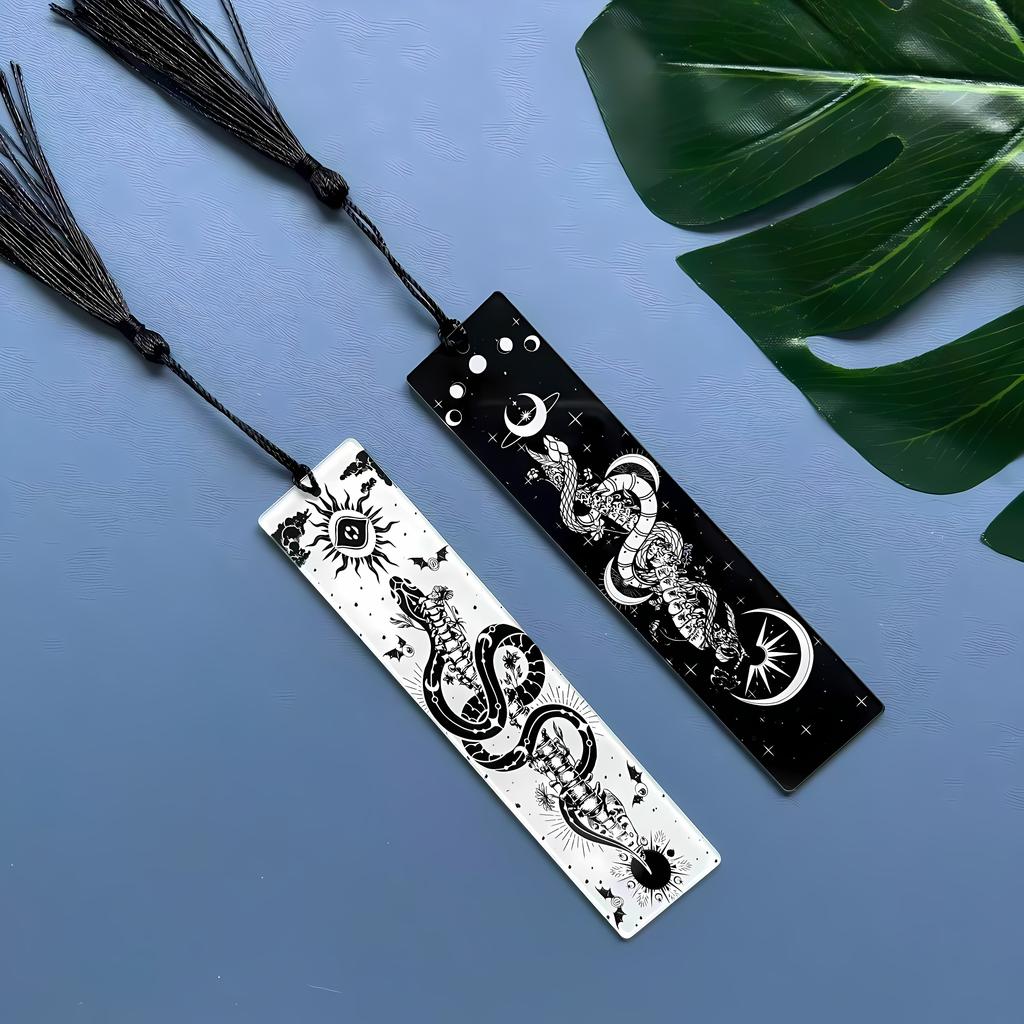8pcs Acrylic Bookmarks Student Learning Supplies Stationery Gifts Decor Gifts Book Office Tree of Life Moon Tarot Element Patter