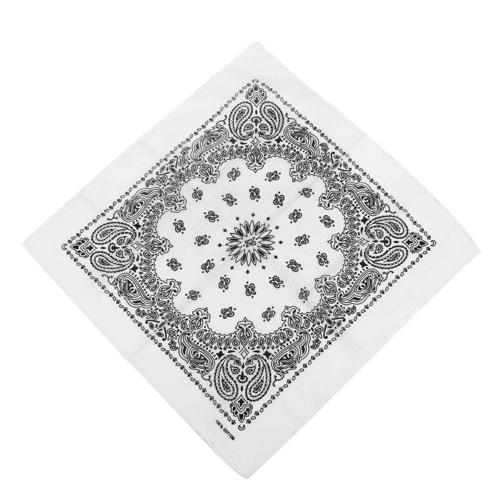 Trifong Bandana White Paisley Adult Bandana Men's Handkerchief Stylish 100% Cotton Paisley Pattern Unisex Large 55cm X 55cm White