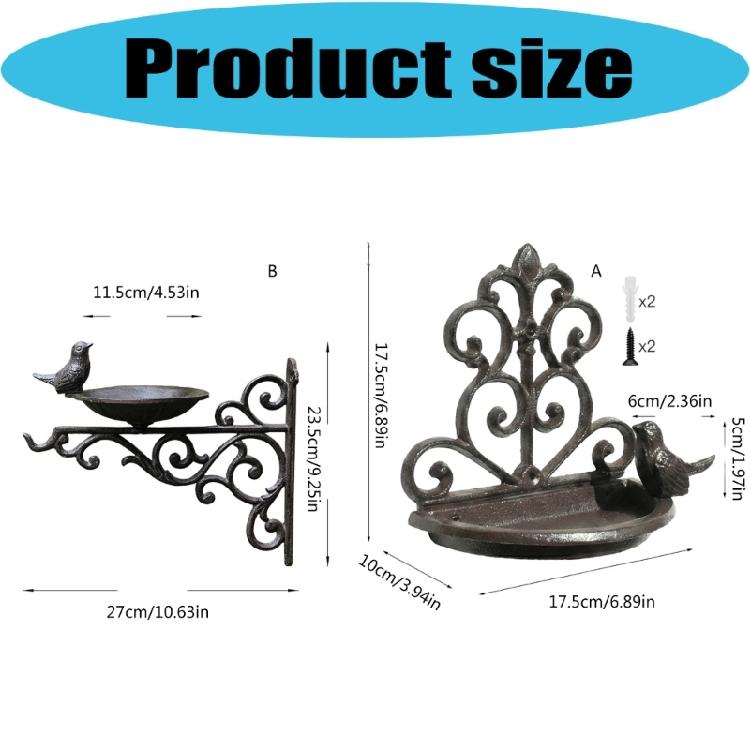 Handcrafts Cast Iron Bird Food Dish Wall Decors With Nordic Design Hanging Bird Feeding Station For Home Backyard Garden