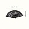 1pc Vintage Black K Lolita Hanfu Cheongsam Style Folding Hand Fan, Party Favors For Women, Birthday, Wedding, Rave Accessories, Bridesmaid Gifts