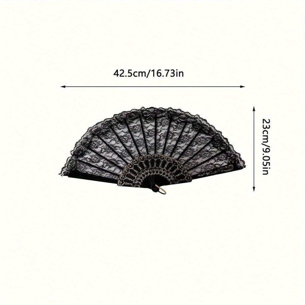 1pc Vintage Black K Lolita Hanfu Cheongsam Style Folding Hand Fan, Party Favors For Women, Birthday, Wedding, Rave Accessories, Bridesmaid Gifts