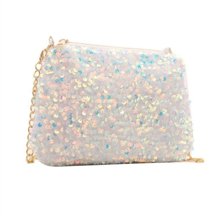 Small Bag with Summer Sequins, Fashionable Handheld Casual Chain, Single Shoulder Crossbody Bag, Sparkling Women's Bag