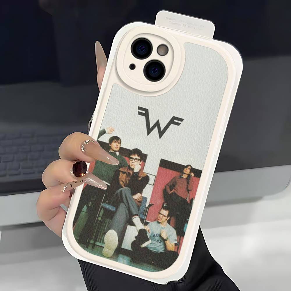 Rock W-Weezer Kapela Pouzdro na telefon Pro IPhone 16 15 14 13 12 11 Pro Max Plus Měkký kožený kryt