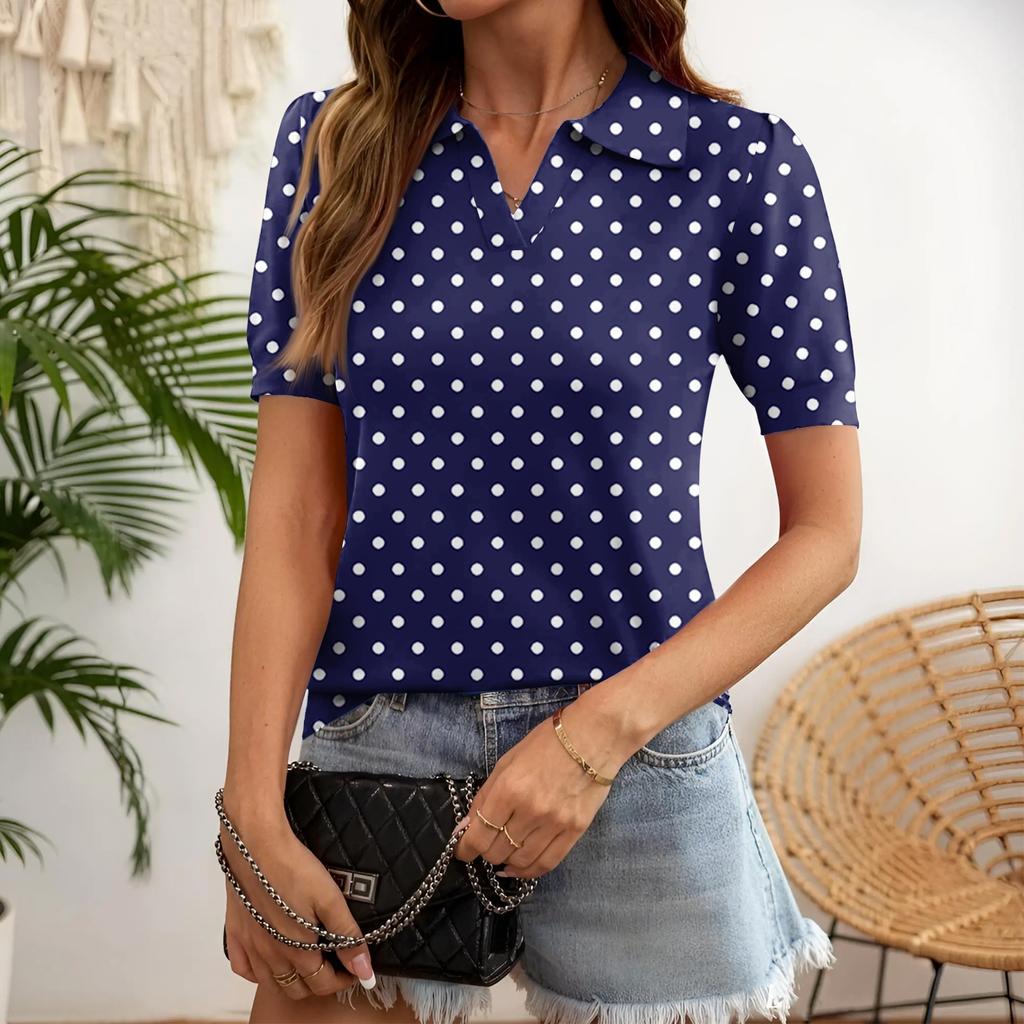 Short Sleeve Blouses for Women Classic Polka Dot Design Comfortable Fit Women's Short Sleeve Tops for Everyday Wear Womens Short Sleeve Blouses