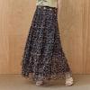 Leopard Shirring Tiered Mesh Long Skirt Ze08qs002na