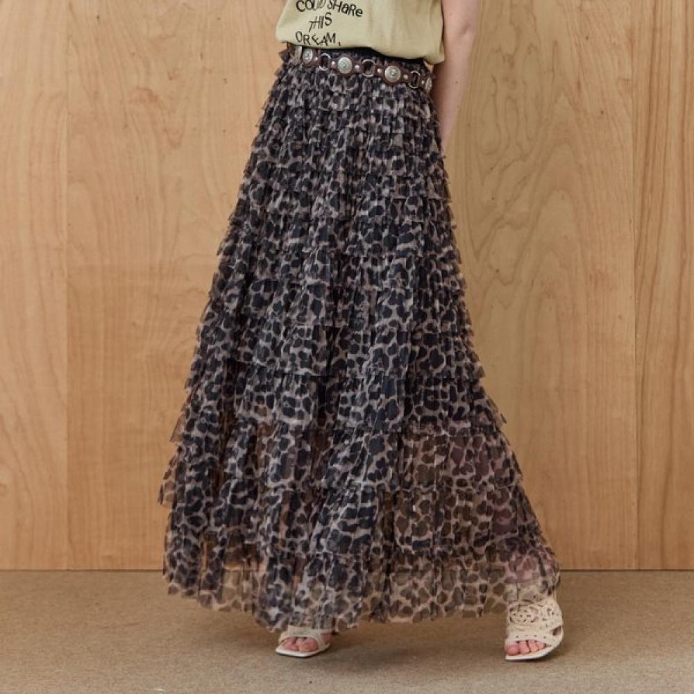 

MAXZA Леопардовая сетчатая длинная юбка с ярусами и сборками Ze08qs002na beige/FREE