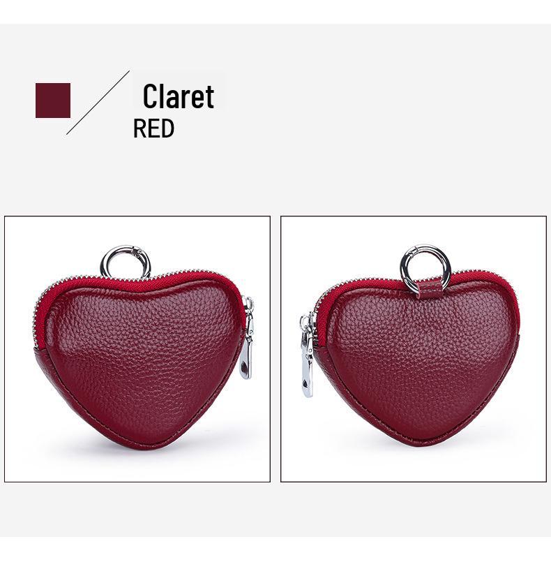 Mini Genuine Leather Coin Purse for Ladies - Top Layer Cowhide Storage Pouch with Zipper and Pendant