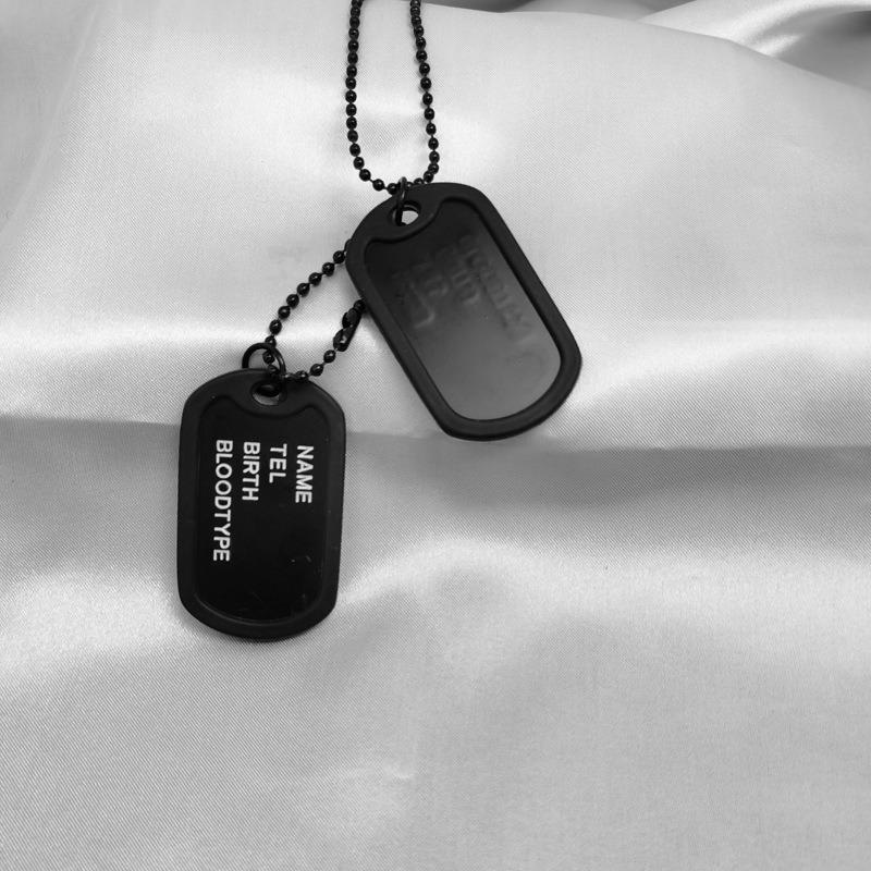Military Dog Tag Personalised Plated Army Style Dog Id Tags with Ball Chains Silencers 2 Dog Tags Chain Pendant Necklace Goth