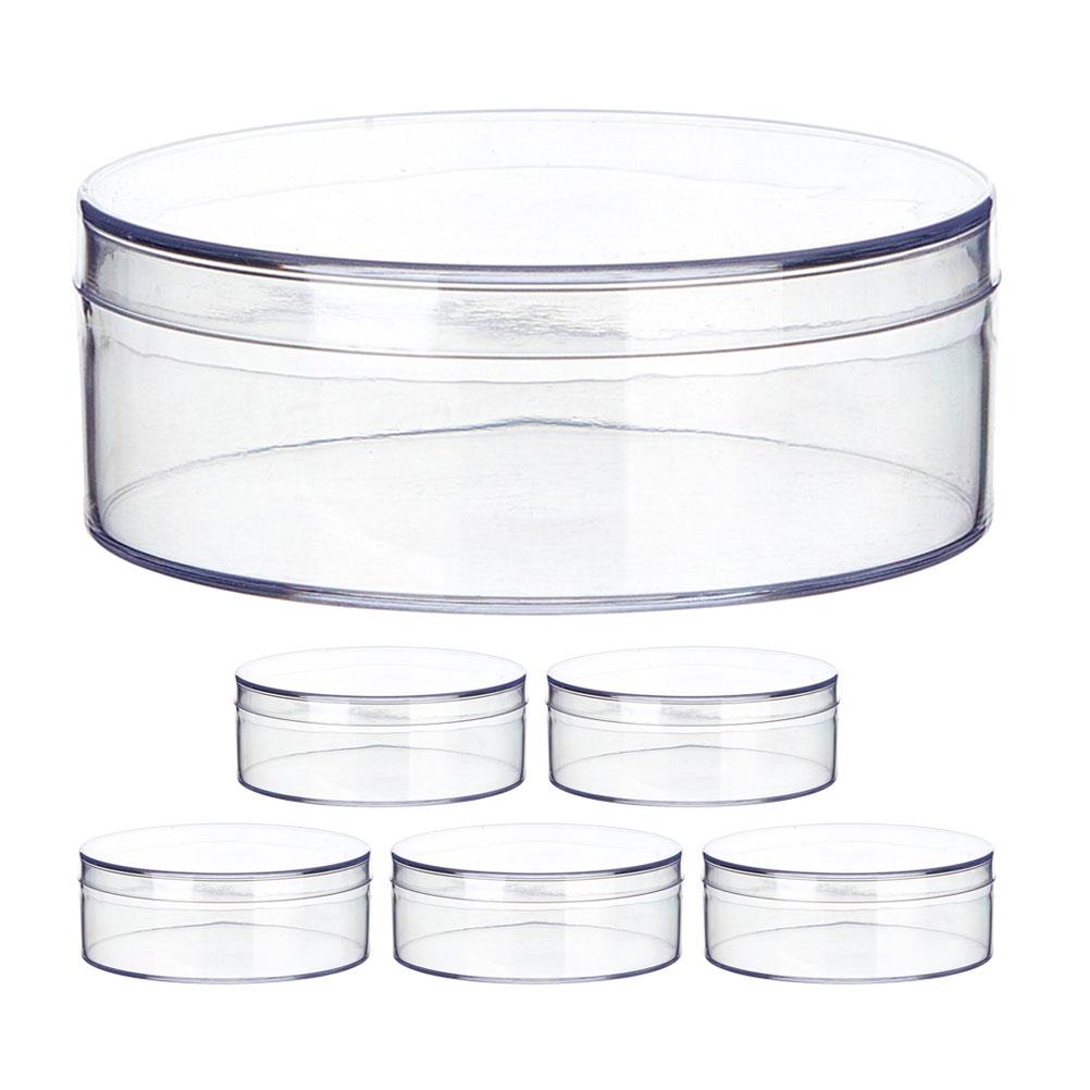 6pcs 12cm Clear Round Candy Box With Lid Transparent Party Favor Boxes Wedding Small Storage Containers For Jewelry Beads Crafts