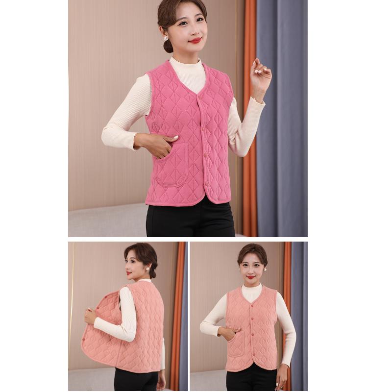 HI-FASHION Weste in Übergröße für Damen, Winterjacke, modisch, V-Ausschnitt, ärmellos, einfarbig, Rauten-Wärmeweste