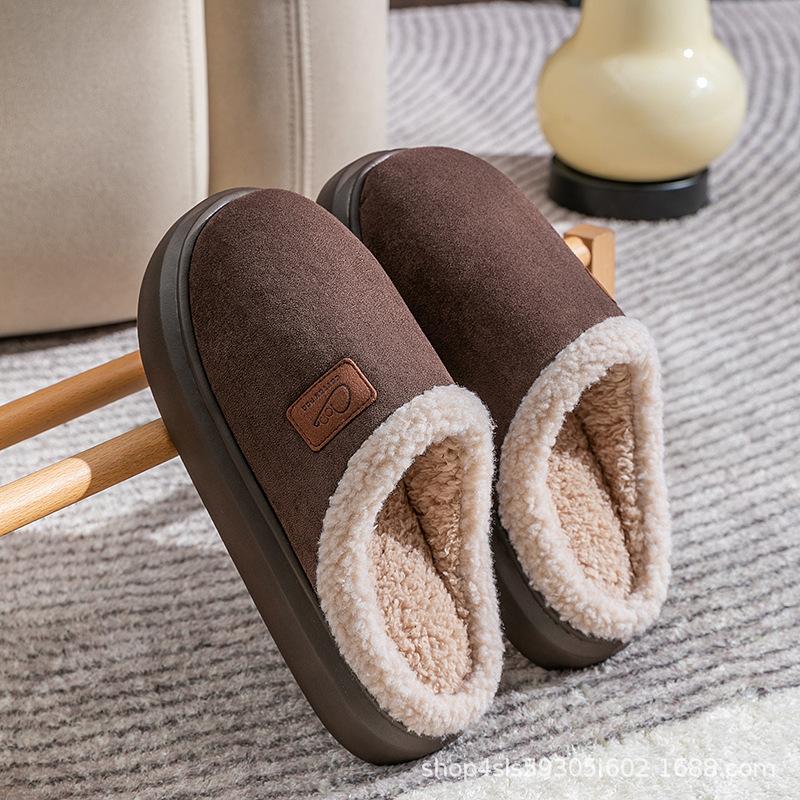 Thick Soled Woolen Slippers for Women, Outdoor Wear In Autumn and Winter, Suitable for Indoor Home Use, with Anti Slip and Plush Fabric for Men