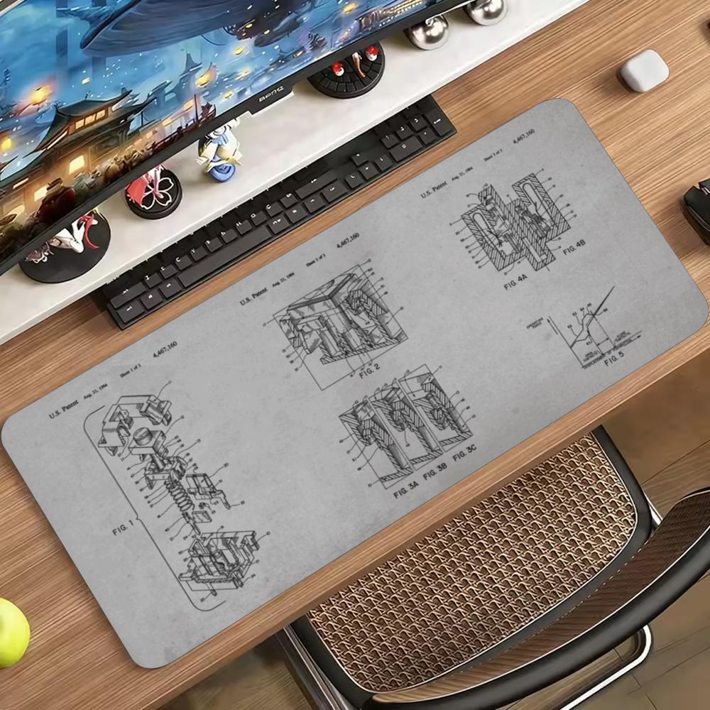 Mechanical Blueprint Sketch Large Mouse Pad Non Slip Rubber Desk Mat For Gaming Keyboard Mouse Office Desktop Setup