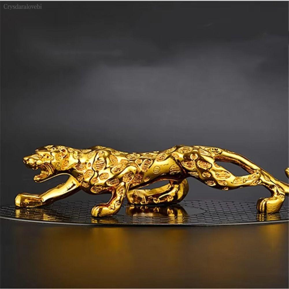 Lucky Animal Leopard Figurines Gold Brass Leopard Miniatures Vintage Cheetah Small Statue  Tea Pet
