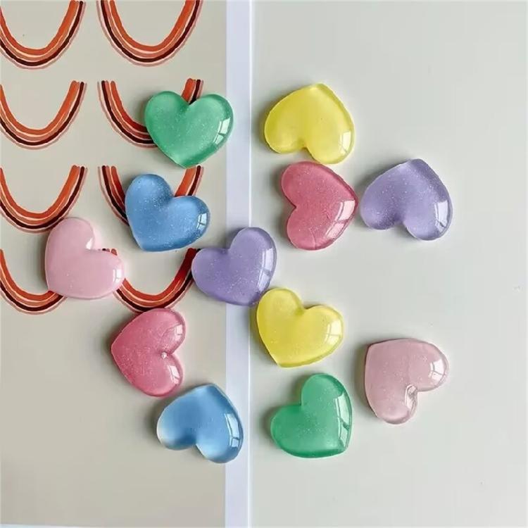 6pcs Glittering Colored Heart Shape Fridge Magnets Photo Wall Message Board Magnetic Stickers for Home Office Decoration
