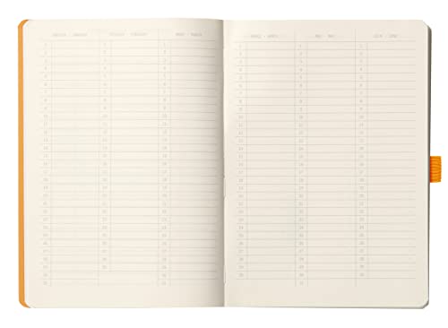 Rhodia Rhodiarama Goal Book Notebook, A5, Dotted Grid, 240 Pages, Italian Leather Cover, Rose Smoke, CF117803