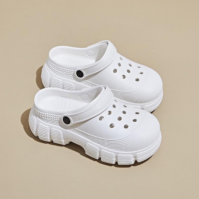 New Summer Sandals for Women's Thick-soled Toe Thick-soled Heightened Semi-tug-tug Shoes Comfortable and Casual
