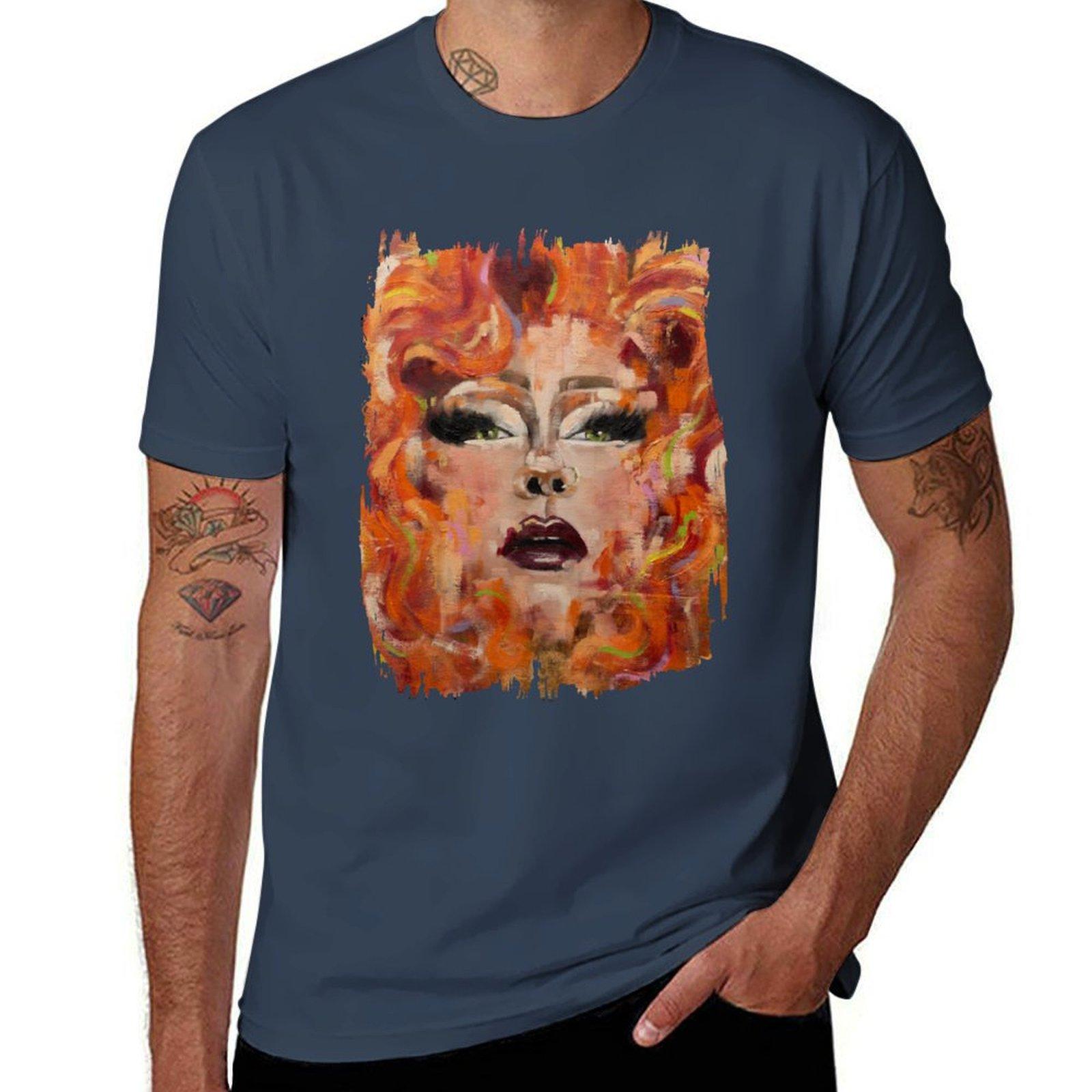 Jizzelle Distressed Oil Painting Tshirt aesthetic clothes for a boy mens big and tall t shirts S