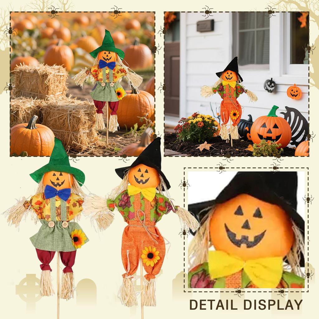 Small Scarecrow Decorations, Fall  Standing Scarecrow Decor For Halloween, Thanksgiving, Garden, Home, Yard, Porch Decoration