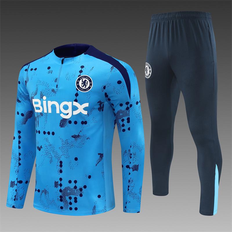 Chelsea Football Jersey Game Training Jersey Set Autumn And Winter Semi-Pull Pre-Game Warm-Up Jersey Children'S Short Sleeves