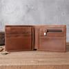 Genuine Leather Men's Retro Horizontal Bifold Wallet With Zipper Coin Pocket Classic Multi Card Slots Leather Card Holder For Male
