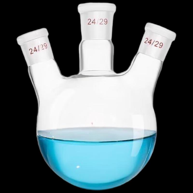 Трехгорлая колба с плоским дном и круглым дном