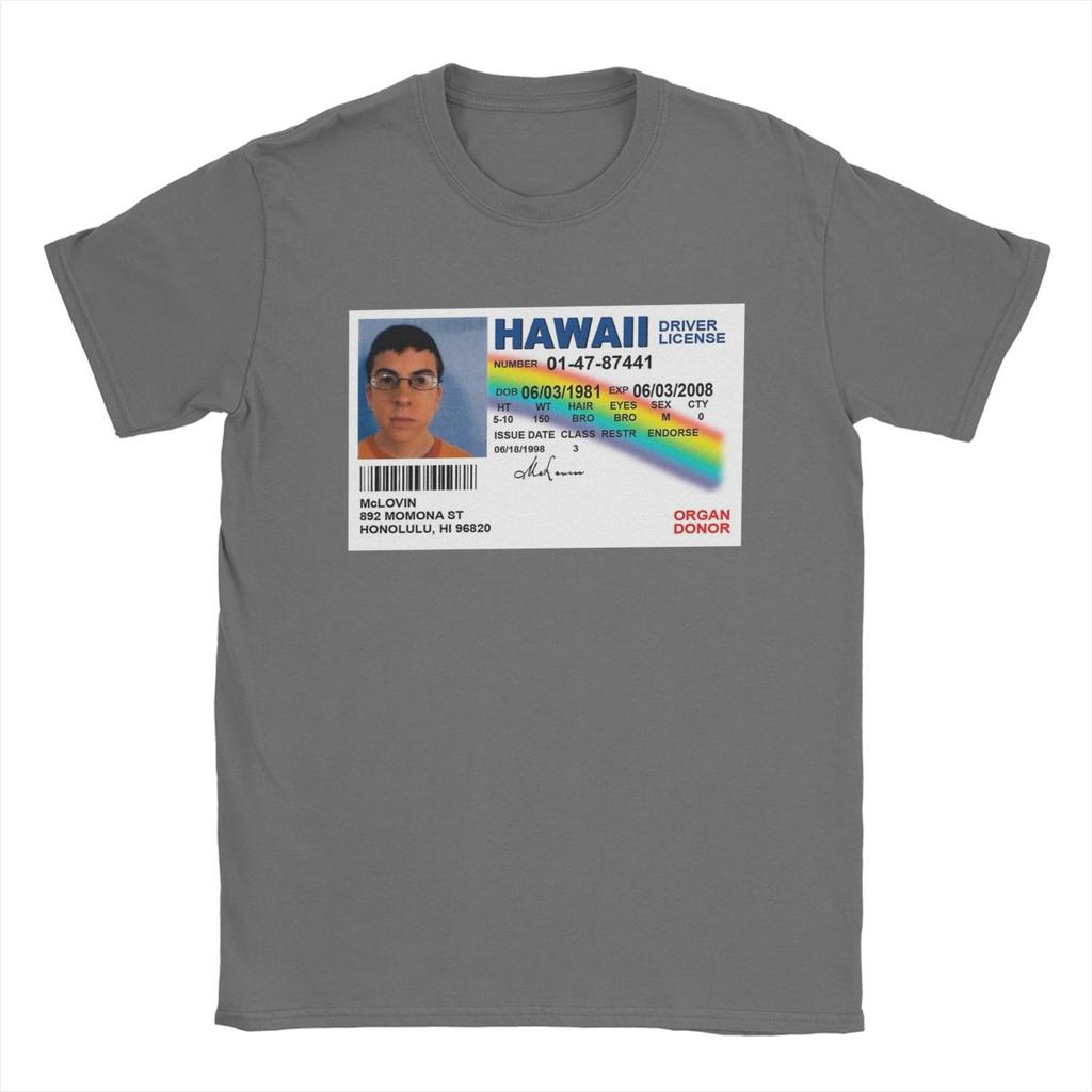 Men's T-Shirt Mclovin ID Superbad Vintage 100% Cotton Tees Short Sleeve T Shirt Crew Neck Tops Summer